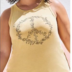 Torrid PEACE SIGN YELLOW TRIBLEND JERSEY TANK - Size 00